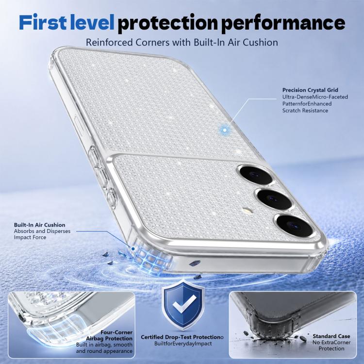 Custodia per telefono con airbag e glitter a forma di diamante scintillante, For Galaxy S26 FE 5G / S25 FE 5G, For Galaxy S26+ 5G, For Galaxy S26 Ultra 5G, For Galaxy S26 5G