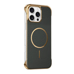 Custodia magnetica per telefono senza bordi con texture in Kevlar galvanizzato, For iPhone 16 Pro Max, For iPhone 16 Pro, For iPhone 16, For iPhone 15 Pro Max
