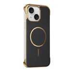 Custodia magnetica per telefono senza bordi con texture in Kevlar galvanizzato, For iPhone 15 Pro, For iPhone 15, For iPhone 14, For iPhone 14 Pro