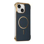 Custodia magnetica per telefono senza bordi con texture in Kevlar galvanizzato, For iPhone 15 Pro, For iPhone 15, For iPhone 14, For iPhone 14 Pro