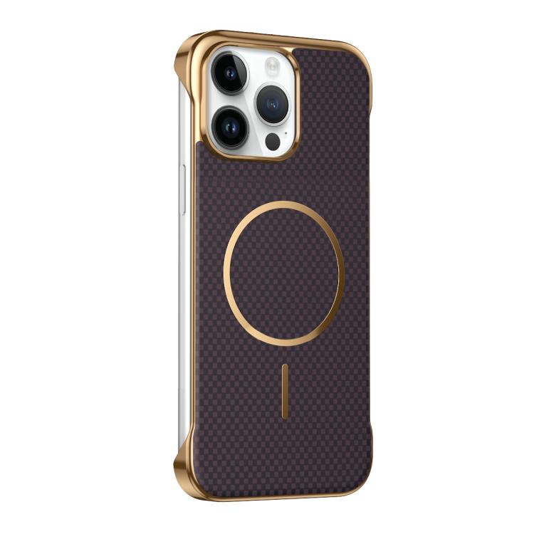 Custodia magnetica per telefono senza bordi con texture in Kevlar galvanizzato, For iPhone 14 Pro Max, For iPhone 13 Pro Max, For iPhone 13 Pro, For iPhone 13