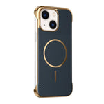 Custodia magnetica per telefono senza bordi con texture in Kevlar galvanizzato, For iPhone 15 Pro, For iPhone 15, For iPhone 14, For iPhone 14 Pro