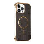 Custodia magnetica per telefono senza bordi con texture in Kevlar galvanizzato, For iPhone 14 Pro Max, For iPhone 13 Pro Max, For iPhone 13 Pro, For iPhone 13
