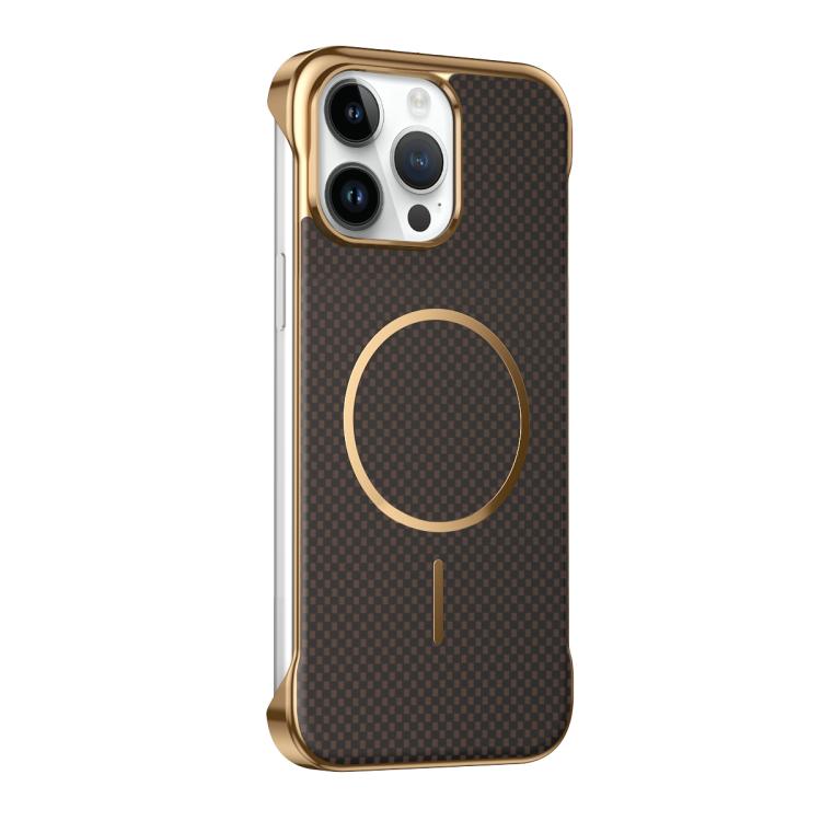 Custodia magnetica per telefono senza bordi con texture in Kevlar galvanizzato, For iPhone 14 Pro Max, For iPhone 13 Pro Max, For iPhone 13 Pro, For iPhone 13