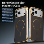 Custodia magnetica per telefono senza bordi con texture in Kevlar galvanizzato, For iPhone 17 Pro Max, For iPhone 17 Pro, For iPhone 17, For iPhone Air