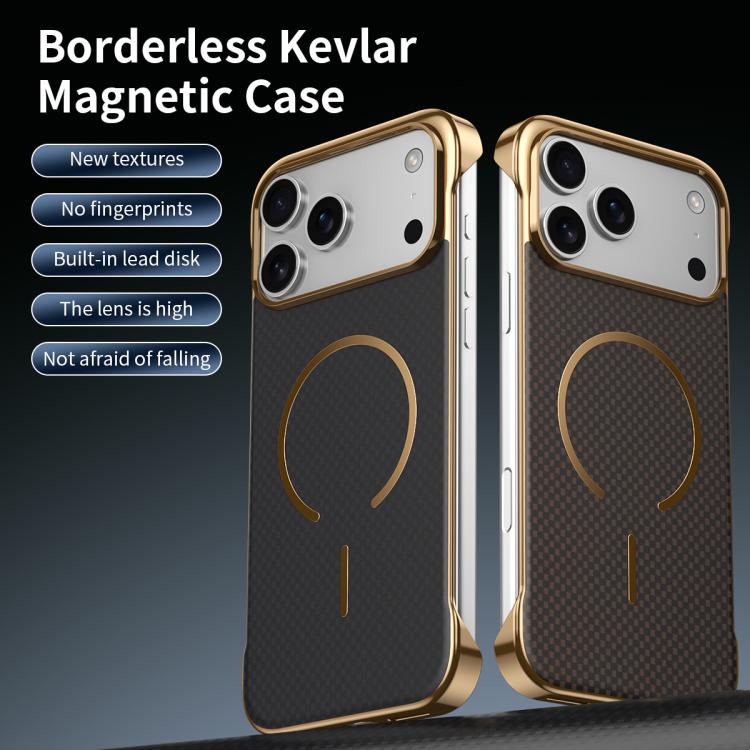Custodia magnetica per telefono senza bordi con texture in Kevlar galvanizzato, For iPhone 17 Pro Max, For iPhone 17 Pro, For iPhone 17, For iPhone Air