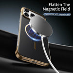 Custodia magnetica per telefono senza bordi con texture in Kevlar galvanizzato, For iPhone 15 Pro, For iPhone 15, For iPhone 14, For iPhone 14 Pro