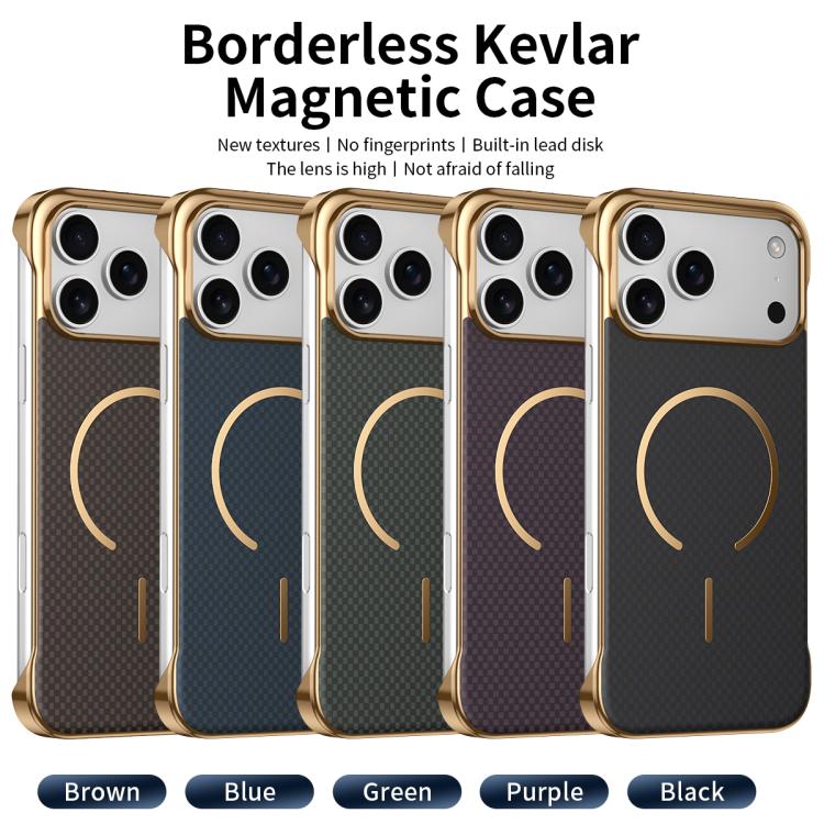 Custodia magnetica per telefono senza bordi con texture in Kevlar galvanizzato, For iPhone 17 Pro Max, For iPhone 17 Pro, For iPhone 17, For iPhone Air