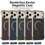 Custodia magnetica per telefono senza bordi con texture in Kevlar galvanizzato, For iPhone 14 Pro Max, For iPhone 13 Pro Max, For iPhone 13 Pro, For iPhone 13