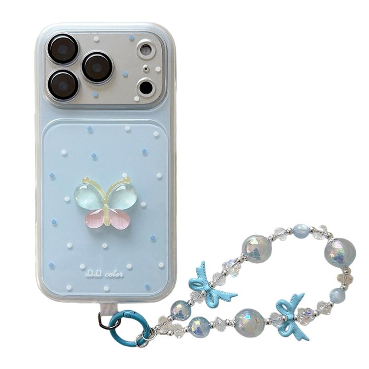 Custodia per telefono con bracciale e decorazione a pois e farfalle 3D., For iPhone 17 Pro Max, For iPhone 17 Pro, For iPhone 17, For iPhone 16 Pro Max, For iPhone 16 Pro, For iPhone 16