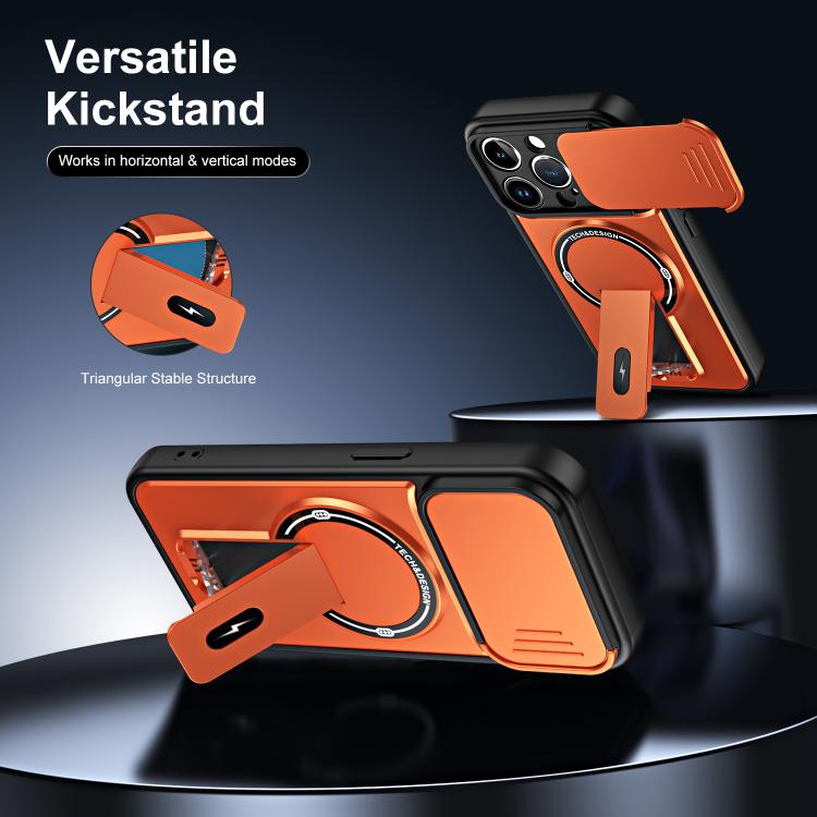 Custodia magnetica per telefono con supporto scorrevole per fotocamera., For iPhone 13 Pro Max, For iPhone 13 Pro, For iPhone 13