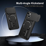 Custodia magnetica per telefono con supporto scorrevole per fotocamera., For iPhone 15, For iPhone 14, For iPhone 14 Pro, For iPhone 14 Pro Max