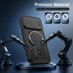 Custodia magnetica per telefono con supporto scorrevole per fotocamera., For iPhone 15, For iPhone 14, For iPhone 14 Pro, For iPhone 14 Pro Max