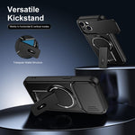 Custodia magnetica per telefono con supporto scorrevole per fotocamera., For iPhone 15, For iPhone 14, For iPhone 14 Pro, For iPhone 14 Pro Max