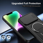 Custodia magnetica per telefono con supporto scorrevole per fotocamera., For iPhone 15, For iPhone 14, For iPhone 14 Pro, For iPhone 14 Pro Max