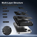 Custodia magnetica per telefono con supporto scorrevole per fotocamera., For iPhone 15, For iPhone 14, For iPhone 14 Pro, For iPhone 14 Pro Max