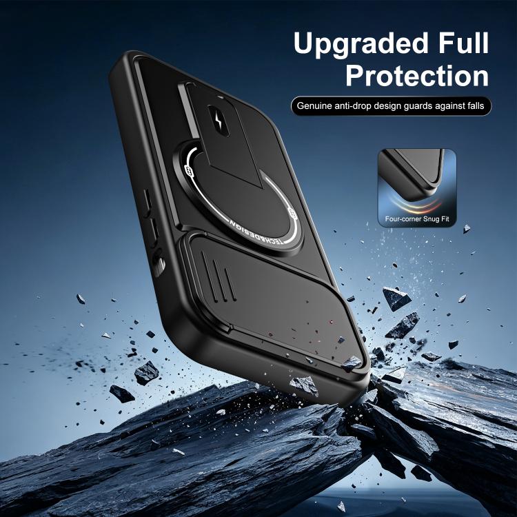 Custodia magnetica per telefono con supporto scorrevole per fotocamera., For iPhone 15, For iPhone 14, For iPhone 14 Pro, For iPhone 14 Pro Max