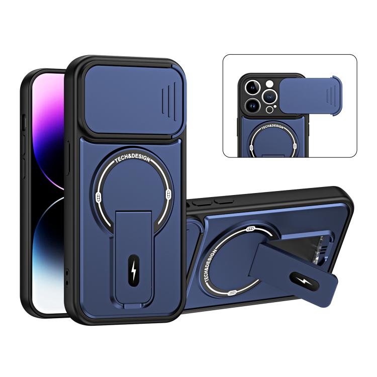 Custodia magnetica per telefono con supporto scorrevole per fotocamera., For iPhone 16 Pro, For iPhone 16, For iPhone 15 Pro Max, For iPhone 15 Pro