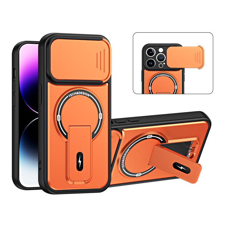 Custodia magnetica per telefono con supporto scorrevole per fotocamera., For iPhone 16 Pro, For iPhone 16, For iPhone 15 Pro Max, For iPhone 15 Pro