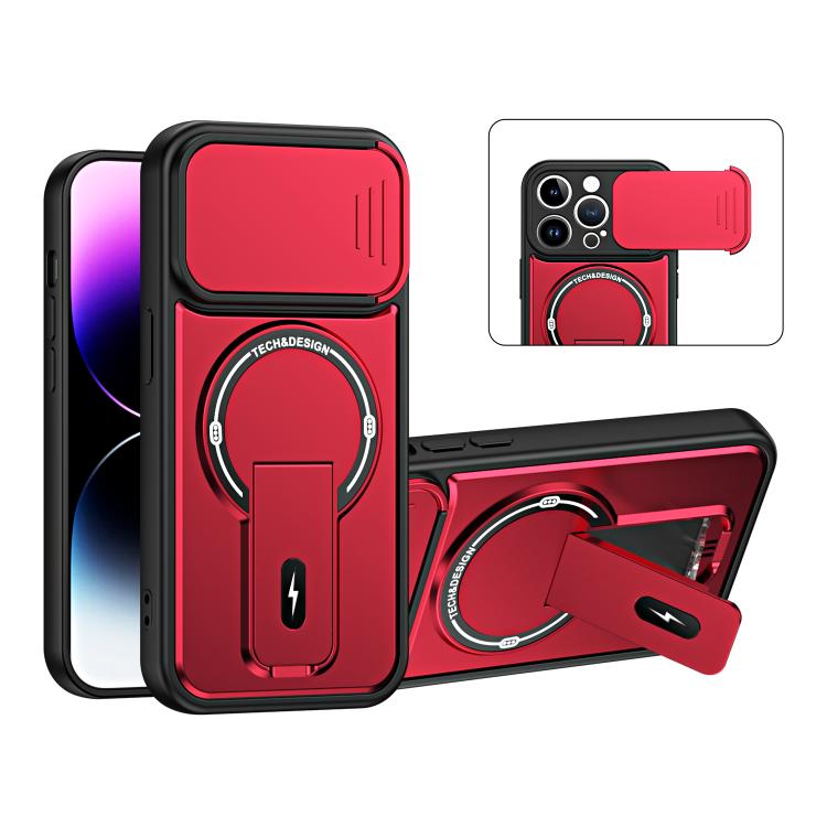 Custodia magnetica per telefono con supporto scorrevole per fotocamera., For iPhone 16 Pro, For iPhone 16, For iPhone 15 Pro Max, For iPhone 15 Pro