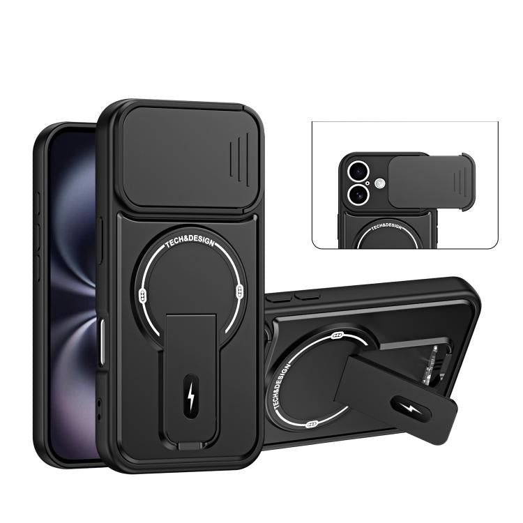Custodia magnetica per telefono con supporto scorrevole per fotocamera., For iPhone 16 Pro, For iPhone 16, For iPhone 15 Pro Max, For iPhone 15 Pro