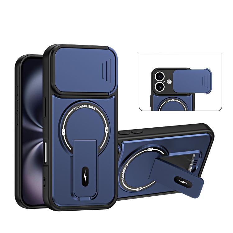 Custodia magnetica per telefono con supporto scorrevole per fotocamera., For iPhone 16 Pro, For iPhone 16, For iPhone 15 Pro Max, For iPhone 15 Pro