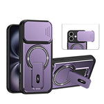 Custodia magnetica per telefono con supporto scorrevole per fotocamera., For iPhone 16 Pro, For iPhone 16, For iPhone 15 Pro Max, For iPhone 15 Pro