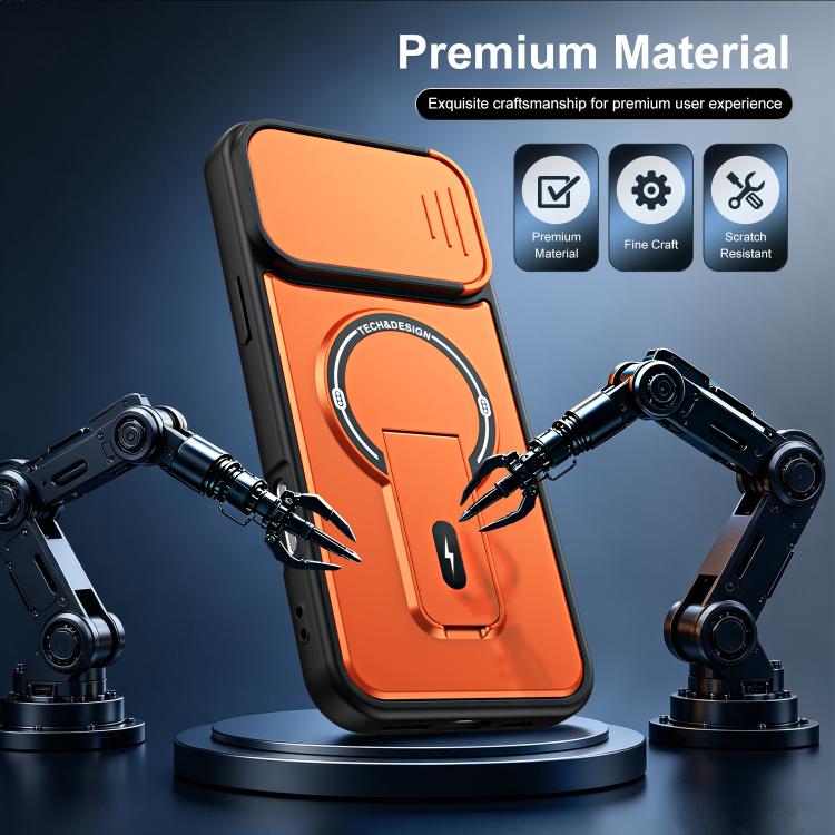 Custodia magnetica per telefono con supporto scorrevole per fotocamera., For iPhone 16 Pro, For iPhone 16, For iPhone 15 Pro Max, For iPhone 15 Pro