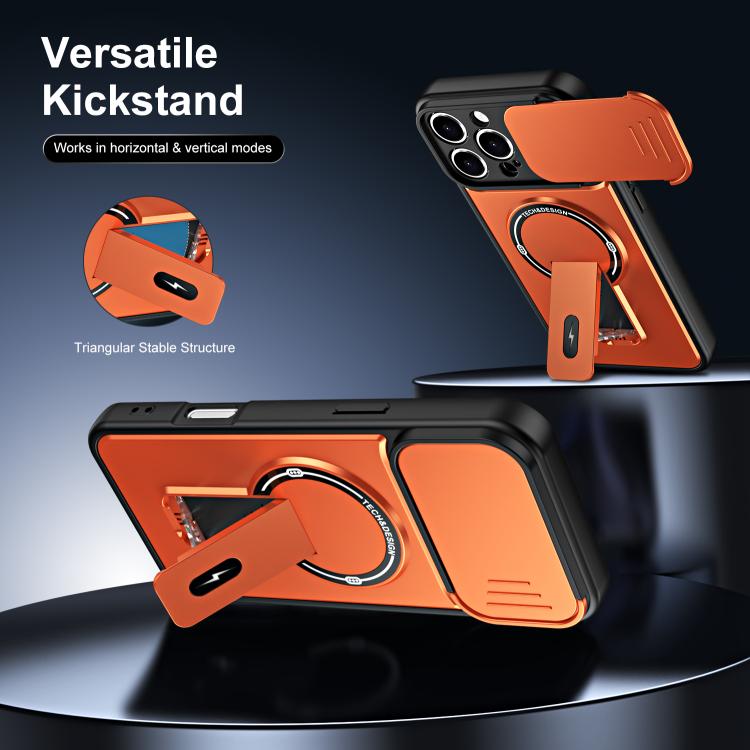 Custodia magnetica per telefono con supporto scorrevole per fotocamera., For iPhone 16 Pro, For iPhone 16, For iPhone 15 Pro Max, For iPhone 15 Pro