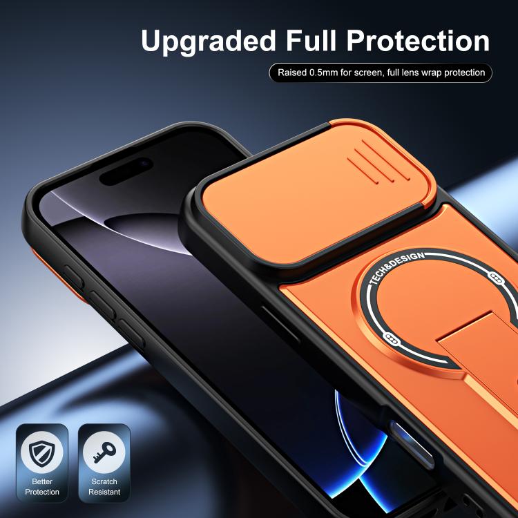 Custodia magnetica per telefono con supporto scorrevole per fotocamera., For iPhone 16 Pro, For iPhone 16, For iPhone 15 Pro Max, For iPhone 15 Pro