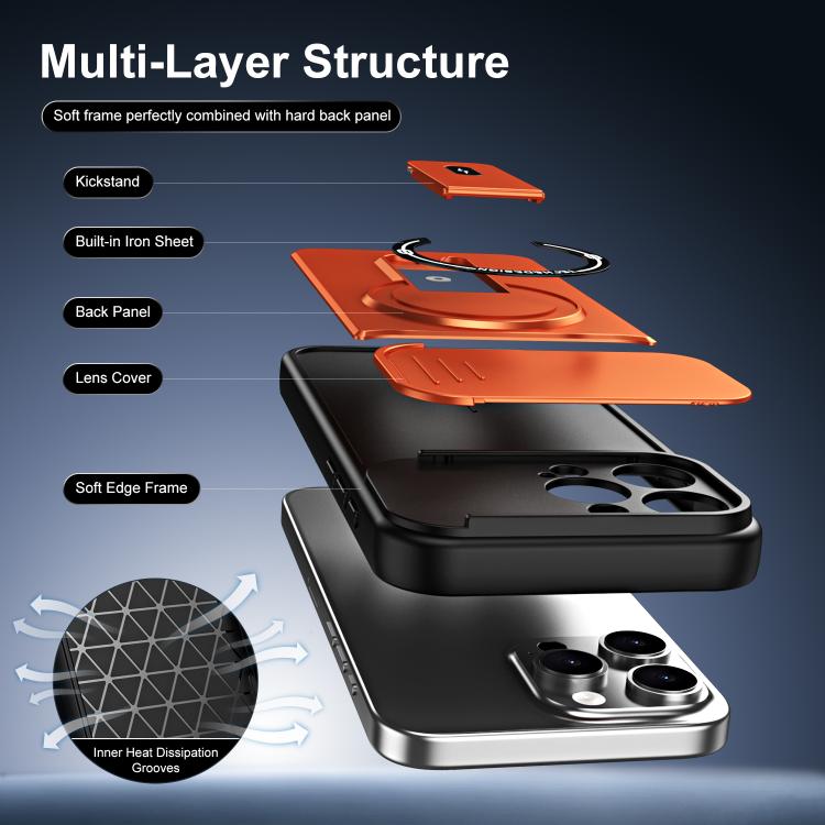 Custodia magnetica per telefono con supporto scorrevole per fotocamera., For iPhone 16 Pro, For iPhone 16, For iPhone 15 Pro Max, For iPhone 15 Pro