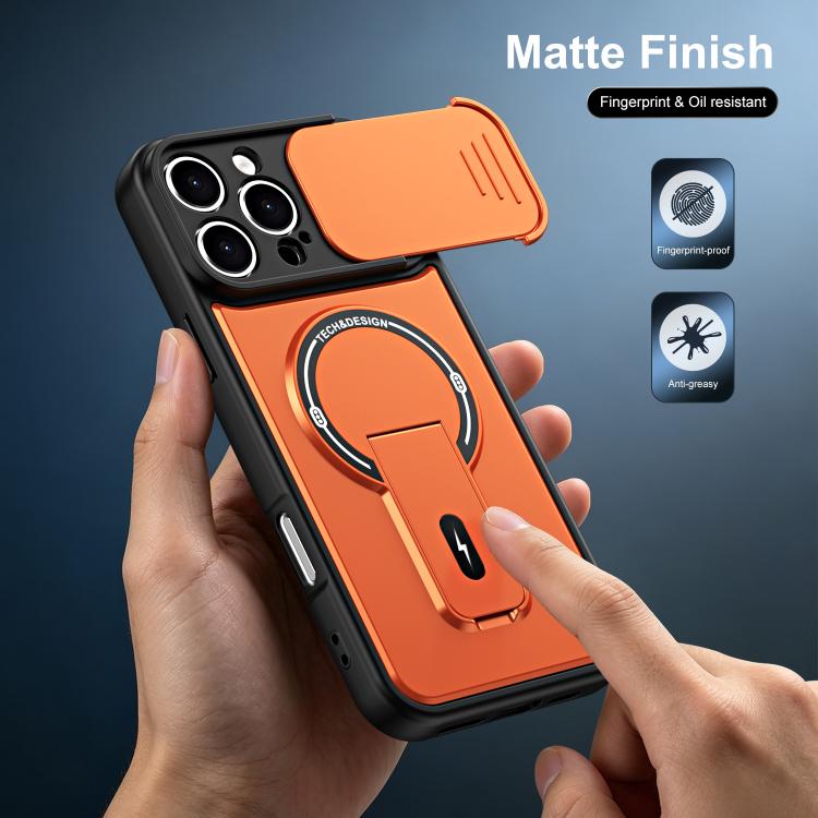 Custodia magnetica per telefono con supporto scorrevole per fotocamera., For iPhone 16 Pro, For iPhone 16, For iPhone 15 Pro Max, For iPhone 15 Pro