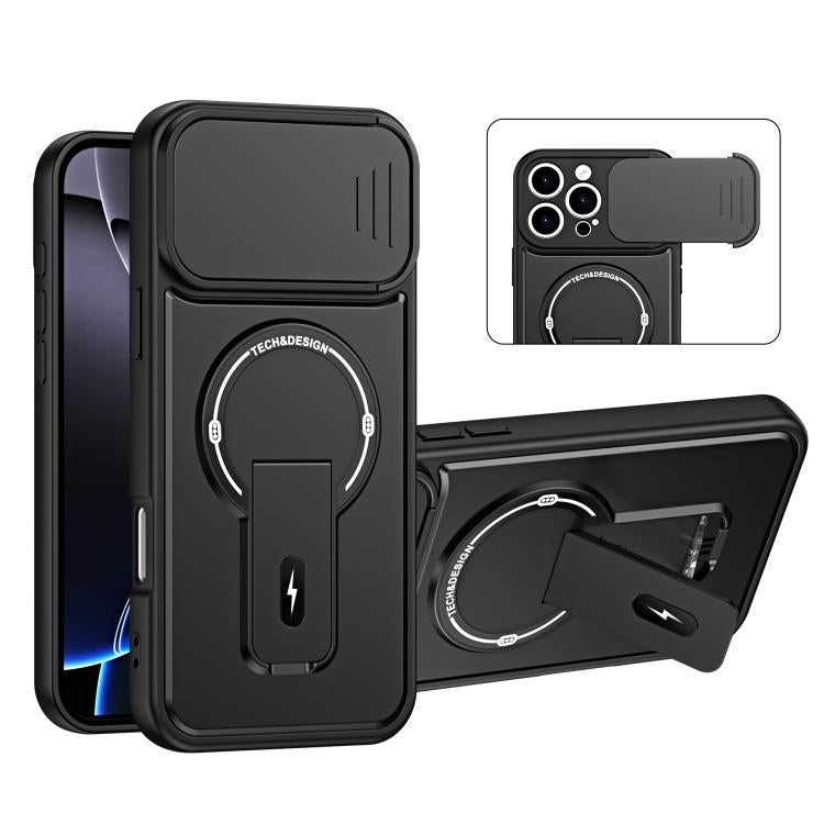 Custodia magnetica per telefono con supporto scorrevole per fotocamera., For iPhone 16 Pro, For iPhone 16, For iPhone 15 Pro Max, For iPhone 15 Pro