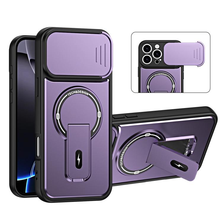 Custodia magnetica per telefono con supporto scorrevole per fotocamera., For iPhone 16 Pro, For iPhone 16, For iPhone 15 Pro Max, For iPhone 15 Pro