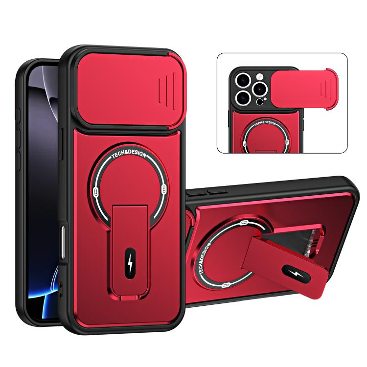 Custodia magnetica per telefono con supporto scorrevole per fotocamera., For iPhone 17 Pro Max, For iPhone 17 Pro, For iPhone 17, For iPhone 16 Pro Max