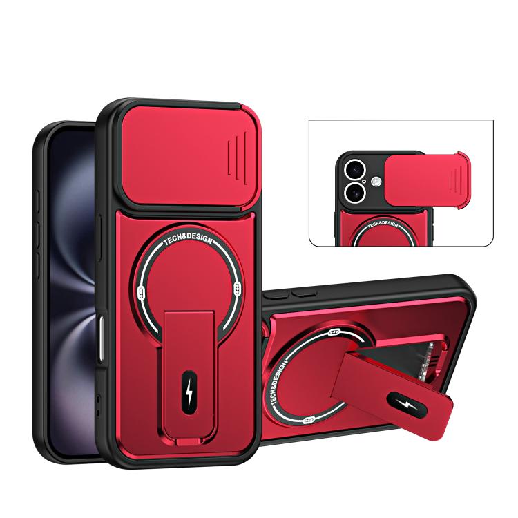 Custodia magnetica per telefono con supporto scorrevole per fotocamera., For iPhone 17 Pro Max, For iPhone 17 Pro, For iPhone 17, For iPhone 16 Pro Max