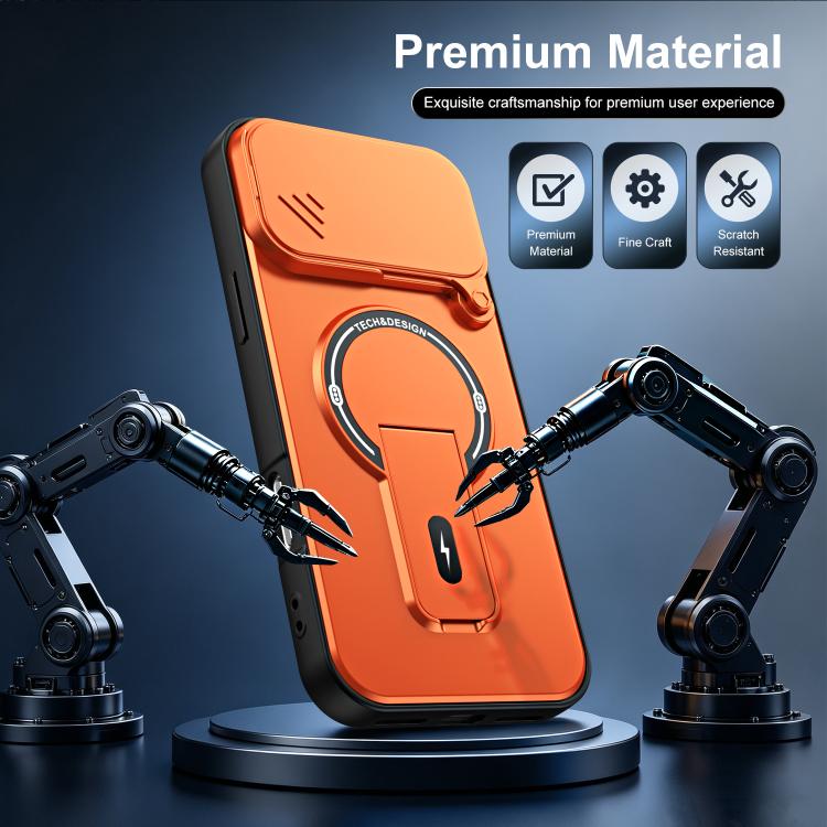 Custodia magnetica per telefono con supporto scorrevole per fotocamera., For iPhone 17 Pro Max, For iPhone 17 Pro, For iPhone 17, For iPhone 16 Pro Max