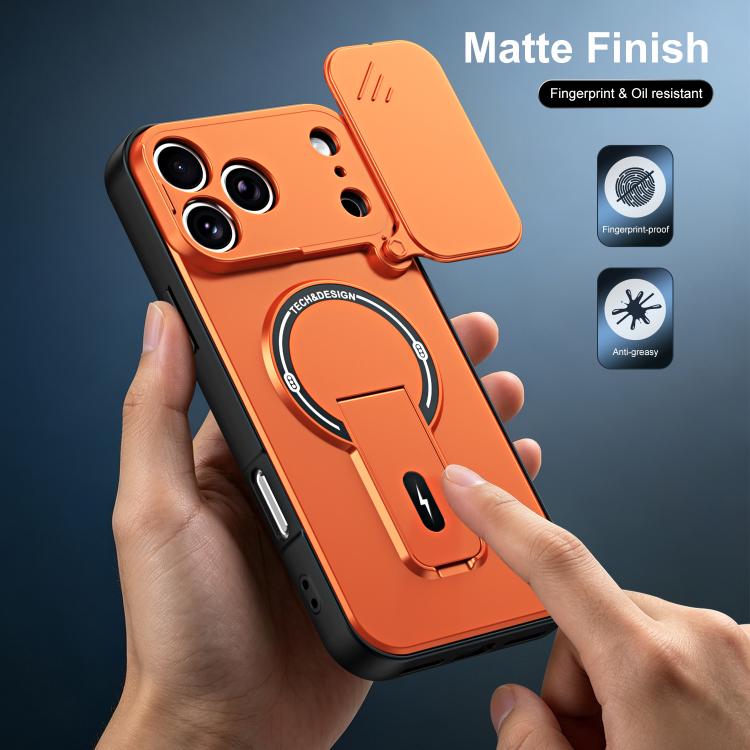 Custodia magnetica per telefono con supporto scorrevole per fotocamera., For iPhone 17 Pro Max, For iPhone 17 Pro, For iPhone 17, For iPhone 16 Pro Max