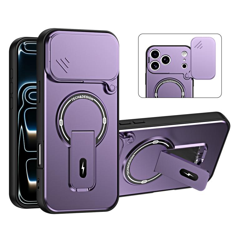 Custodia magnetica per telefono con supporto scorrevole per fotocamera., For iPhone 17 Pro Max, For iPhone 17 Pro, For iPhone 17, For iPhone 16 Pro Max