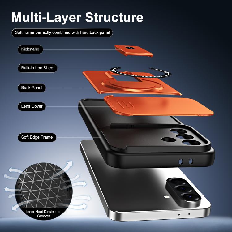 Custodia magnetica per telefono con supporto scorrevole per fotocamera., For Galaxy A57 5G, For Galaxy A37 5G, For Galaxy A27 5G, For Galaxy A07 4G