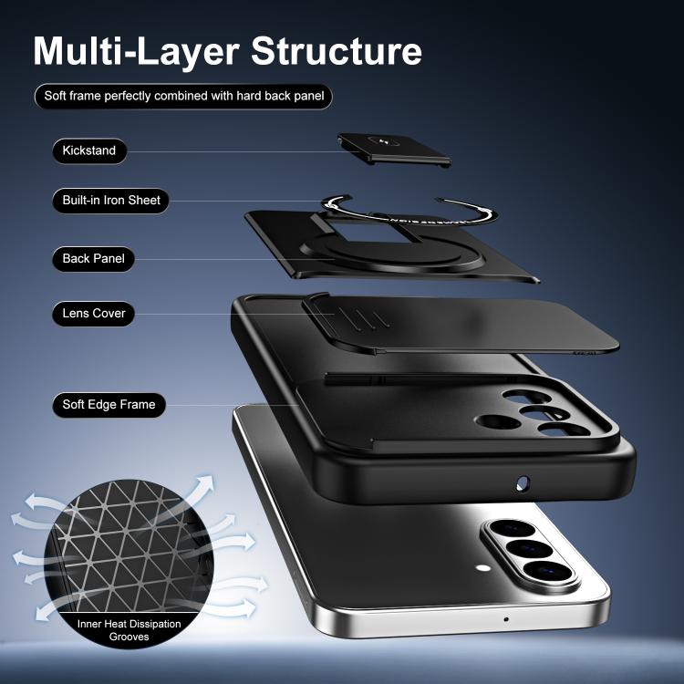 Custodia magnetica per telefono con supporto scorrevole per fotocamera., For Galaxy S26+ 5G, For Galaxy S26 Edge 5G, For Galaxy S26 Ultra 5G, For Galaxy S26 5G