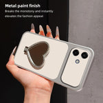 Custodia per telefono antiurto serie agnello con effetto pelle e specchietto a forma di cuore, For Galaxy A07 5G / 4G, For Galaxy A06 5G, For Galaxy A56 5G, For Galaxy A26 5G