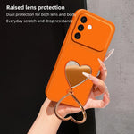 Custodia per telefono antiurto serie agnello con effetto pelle e specchietto a forma di cuore, For Galaxy A36 5G, For Galaxy A16 5G / 4G, For Galaxy A06 4G, For Galaxy A15 5G
