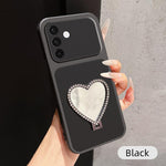 Custodia per telefono antiurto serie agnello con effetto pelle e specchietto a forma di cuore, For Galaxy A36 5G, For Galaxy A16 5G / 4G, For Galaxy A06 4G, For Galaxy A15 5G