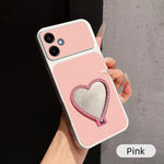 Custodia per telefono antiurto serie agnello con effetto pelle e specchietto a forma di cuore, For Galaxy A36 5G, For Galaxy A16 5G / 4G, For Galaxy A06 4G, For Galaxy A15 5G