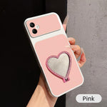 Custodia per telefono antiurto serie agnello con effetto pelle e specchietto a forma di cuore, For Galaxy A55 5G, For Galaxy A35 5G, For Galaxy A05, For Galaxy A05s