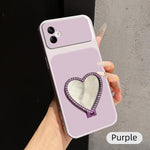 Custodia per telefono antiurto serie agnello con effetto pelle e specchietto a forma di cuore, For Galaxy A55 5G, For Galaxy A35 5G, For Galaxy A05, For Galaxy A05s
