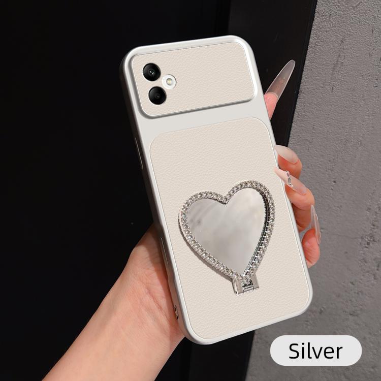 Custodia per telefono antiurto serie agnello con effetto pelle e specchietto a forma di cuore, For Galaxy A55 5G, For Galaxy A35 5G, For Galaxy A05, For Galaxy A05s