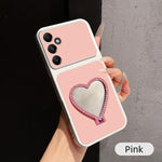 Custodia per telefono antiurto serie agnello con effetto pelle e specchietto a forma di cuore, For Galaxy A55 5G, For Galaxy A35 5G, For Galaxy A05, For Galaxy A05s