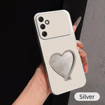 Custodia per telefono antiurto serie agnello con effetto pelle e specchietto a forma di cuore, For Galaxy A25 5G, For Galaxy A24 4G, For Galaxy A34 5G, For Galaxy A54 5G